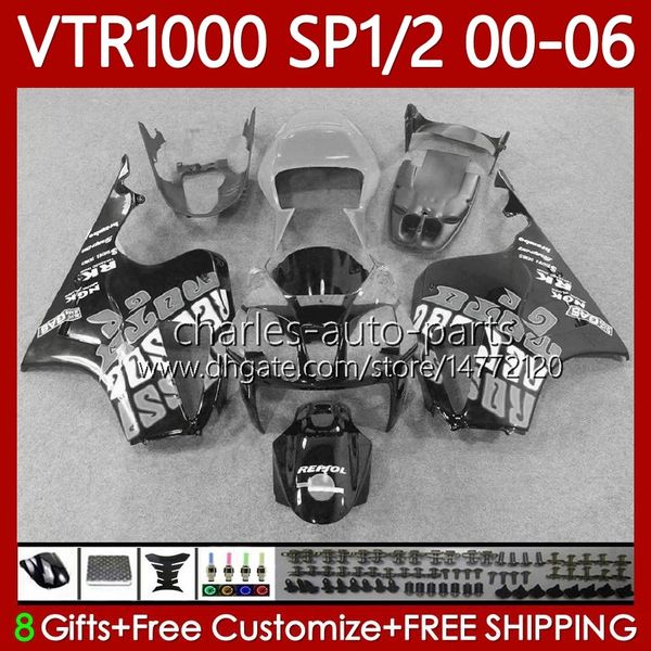 Fairings OEM para Honda VTR RTV 1000 VTR1000 2000 2001 2003 Cinza Preto 04 05 06 Corpo 123No.185 RC51 SP1 RTV1000 00-06 SP2 VTR-1000 00 01 02 03 2004 2005 2006