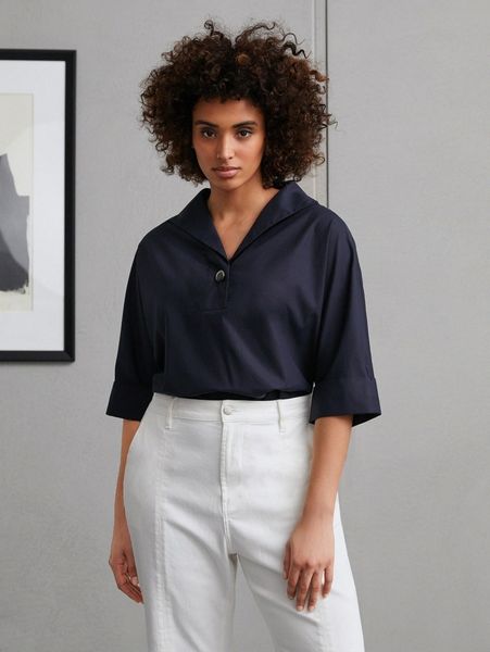 

plus cotton sailor collar 702q#, Black