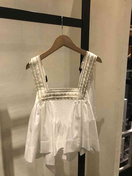 

women's tanks camis niche summer adjustable buckle fashion square neck suspender short shirt women's trend, White