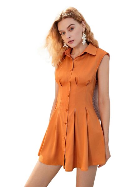 

solid fold pleated shirt dress j5ij#, Black;gray
