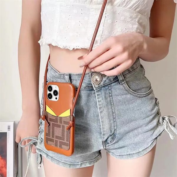 

Designers Phones Cases For IPhones Luxurys IPhone 12 13 Pro Promax Little Monster Phone Case Classic Letter Card Holder Handbag Case Good, Brown