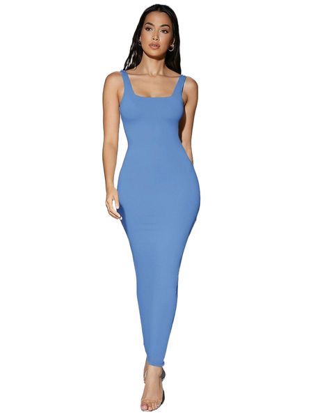 

solid scoop neck tank dress d1j7#, Black;gray