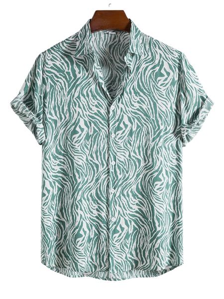 

men random zebra striped print button up shirt f21v#, White;black