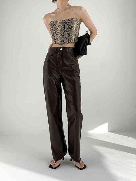 

women's pants capris french ins blogger dark coffee leather pants women's spring and autumn pu european american slim casual strai, Black;white