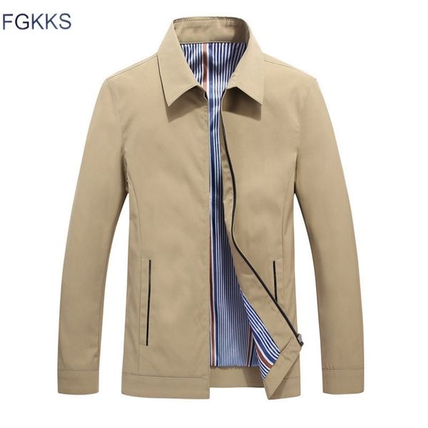 

fgkks men business casual jackets autumn winter men's solid color turn-down collar jacket male fashion simple jacket coats 201127, Black;brown