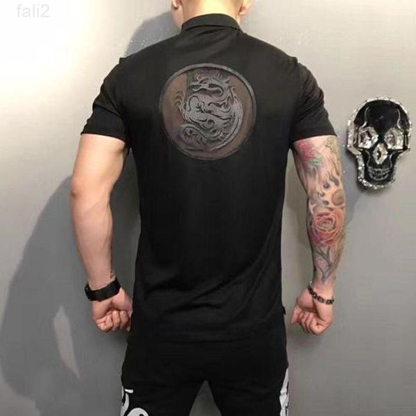 

polos men's summer luxurious sport shirt breathable mens short sleeve drill tee customized animal original style, White;black