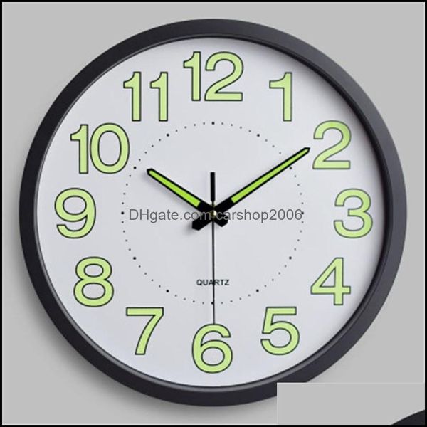 Orologi da parete Home Decor Garden Inch Orologio luminoso Silenzioso Digital Hanging Horloges Quarzo creativo Camera da letto Orologio incandescente Soggiorno Drop D