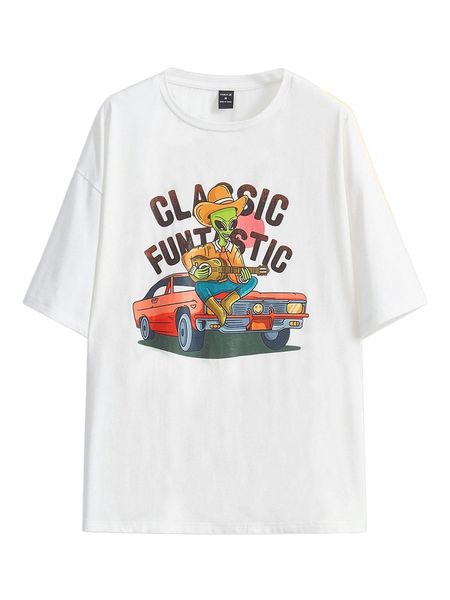 

x chapter eight men car & figure graphic drop shoulder tee k6fp#, White;black