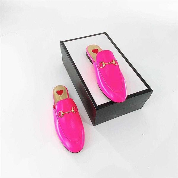

fashion designers mules slippers women loafers genuine leather sandals luxury casual shoes horsebit half drag princetown metal cha289v, Black