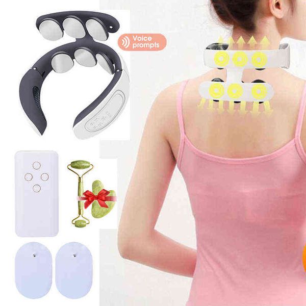 

6 heads neck massager shoulder cervical massager multifunctional electric compress pulse neck protector rechargeable massage 220507