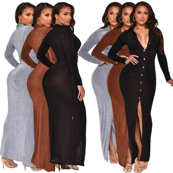 

casual dresses fashion solid color korean velvet slim fit hip cardigan dress long skirt 58cz, Black;gray