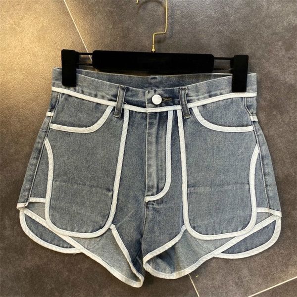 

deat 2020 summer new streetwear high waist grey loose denim shorts women mj168 t200701, Blue