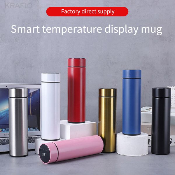 

touch display temperature 304 stainless steel water bottle car home smart thermos flask portable business gift vacuum thermos cup