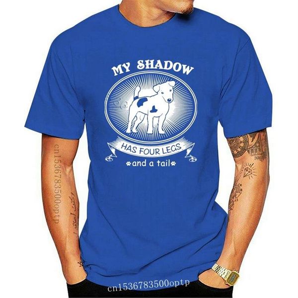 

men's t-shirts i love my puppy tee shirts men cotton jack russell terrier is shadow t-shirt short sleeved dog owner gift t sh227l, White;black