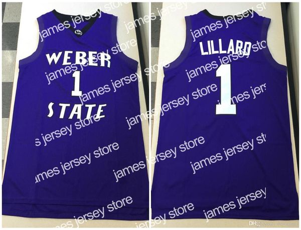 

new weber state wildcats college damian lillard #1 basketball jersey mens stitched custom any number name jerseys, Black;red