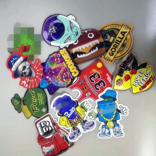 

new empty irregular shaped mylar bags resealable zipper custom printed backpack boyz 33 one up white runtz super lemon payd alien jokes up