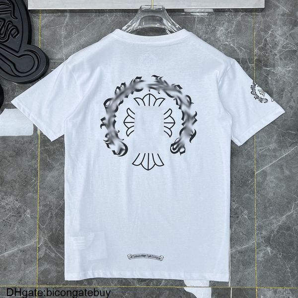 

mens fashion classic t shirts brand t-shirts ch white short sweater casual embossed letter horseshoe sanskrit cross pattern designers aul5, White;black