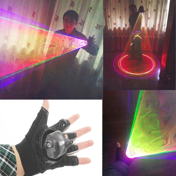 

fashion multicolour laser gloves dj auto rotating laser glove laser righg and left hand light us / eu plug for dance party club300i
