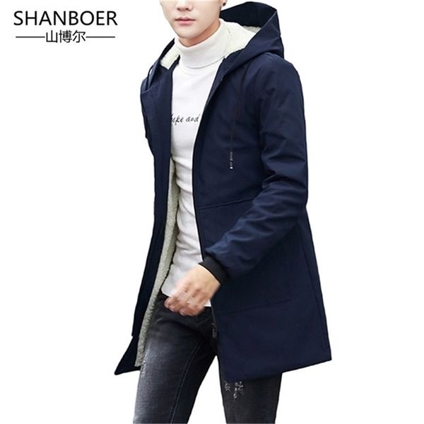 Winterjacke Männer mit Kapuze Slim Korean Parka Hombre Lange Jacke Mantel Kaschmir Herren Windjacke Parkas Baumwolle Übergroße 5XL 201127