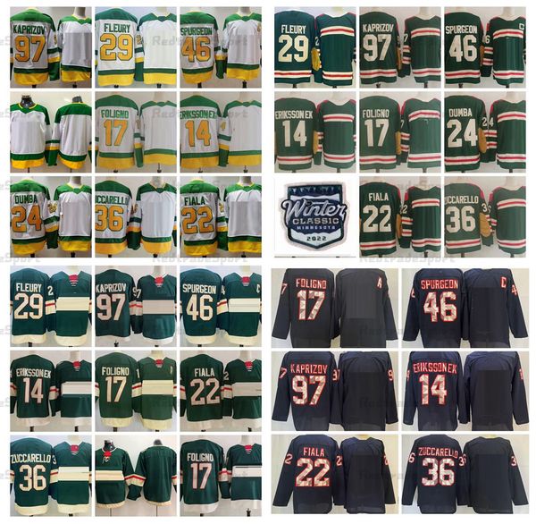 

2022 winter classic kirill kaprizov hockey jerseys marc-andre fleury kevin fiala dumba mats zuccarello jared spurgeon (c) reverse marcus fol, Black;red