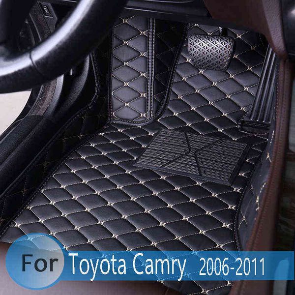 Маты для пола автомобиля для Toyota Camry 2011 2010 2009 2007 2007 2006 Автомобильные аксессуары для внутренних интерьеров Кожаные ковры Водонепроницаемый пользовательский W220328