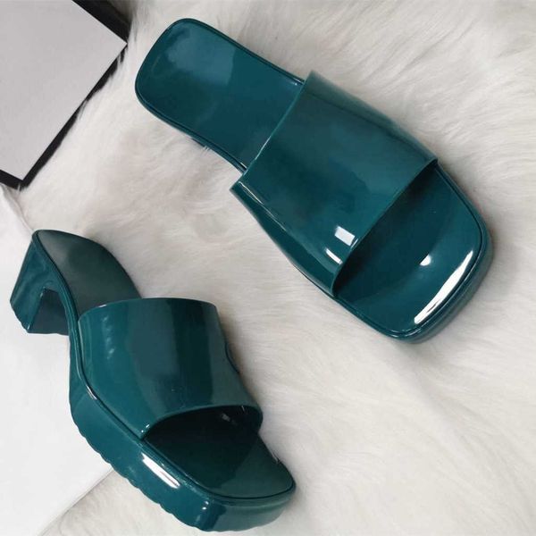 

women sandals designer woman fashion rubber jelly black white red high heels slides platform chunky bottoms ladies luxurys casual beach rubb