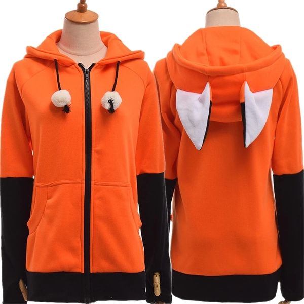 Costume cosplay orecchie di animale giacca con cappuccio felpa arancione calda felpa con cappuccio cosplay unisex 220722