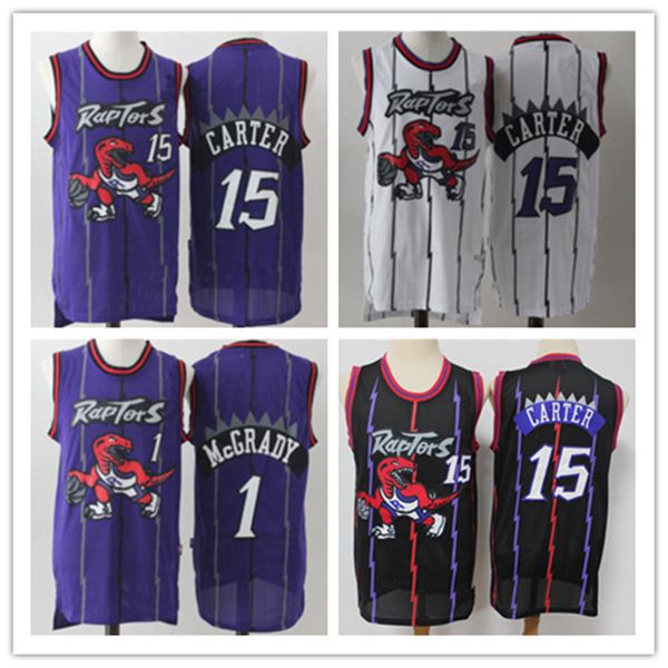 

mens jersey throwback toronto''raptors''jersey purple vince 15 carter tracy 1 mcgrady shorts basketball jerseys, Black;red