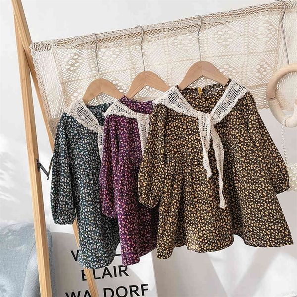 

dress for girls lace girls party dress kids floral pattern dress child spring autumn childrens clothing 210412, Red;yellow