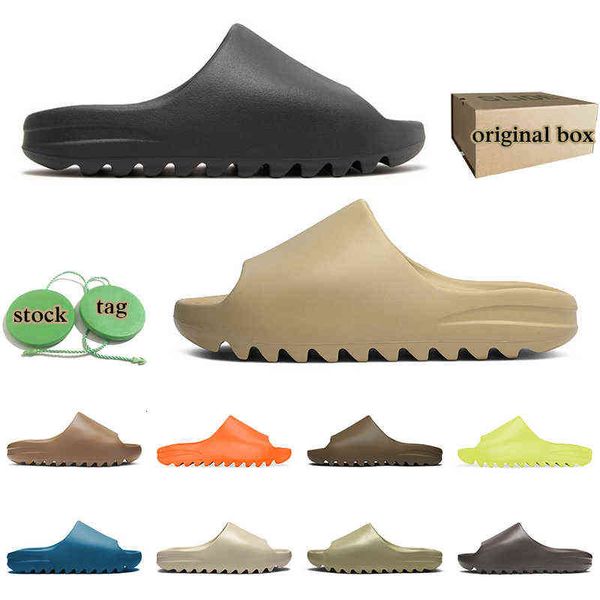 

original box slides onyx designer slippers sandals desert sand bone resin green glow orange beach shoes outdoor mens slide 8zxv, Black