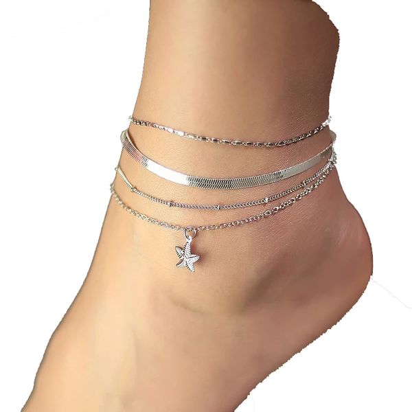 Oceano bohémien Fishstar Anklets Braccialetti alla caviglia femminile sulla gamba a piedi nudi per donne gioielli per il corpo