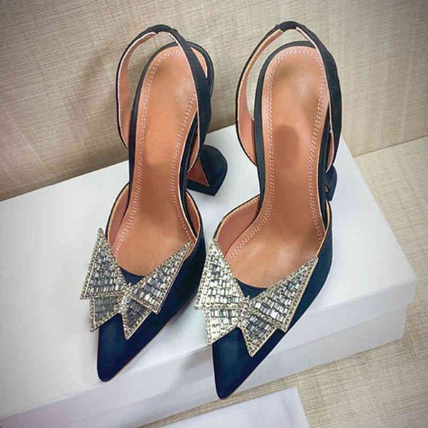 

sandals net red high-heeled sandals fairy style autumn bow pointed stiletto shoes, Black