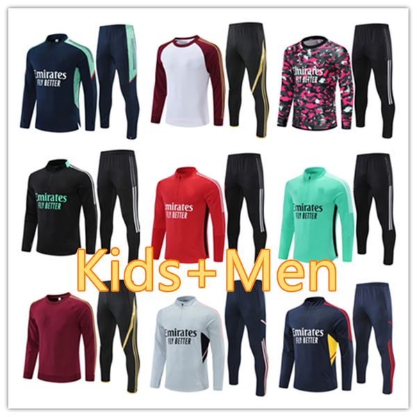 

22/23 soccer tracksuit jacket men long sleeves survetement sets hommes sportswear training suits footbal fashion designer clothes men tracks, Black