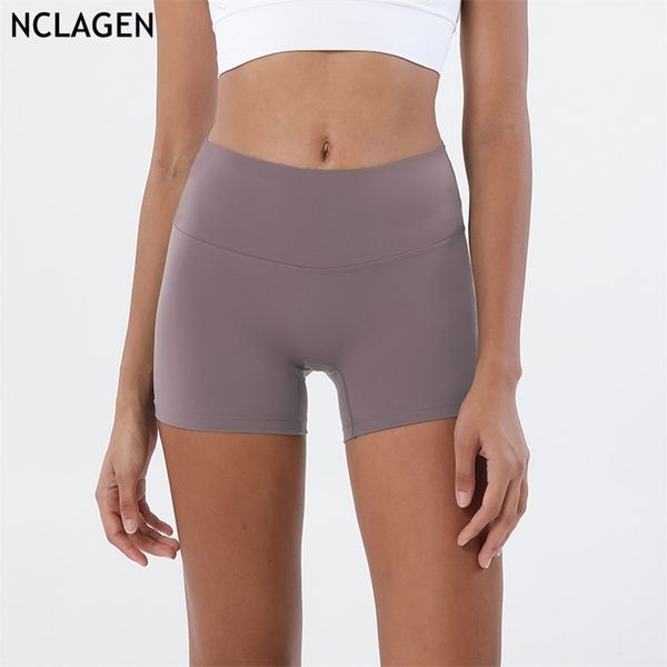 

nclagen double sided yoga shorts women high waist sports fitness gym workout running training butt lifting leggings 220428, Gray