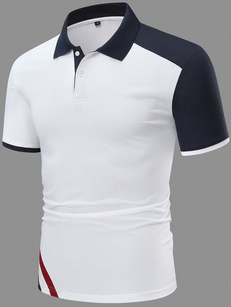 

men contrast panel polo shirt u4ce#, White;black