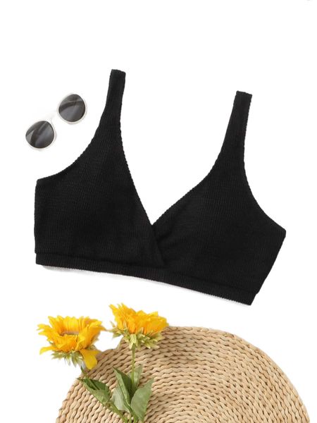 

plus overlap collar bikini a3dr#, Black