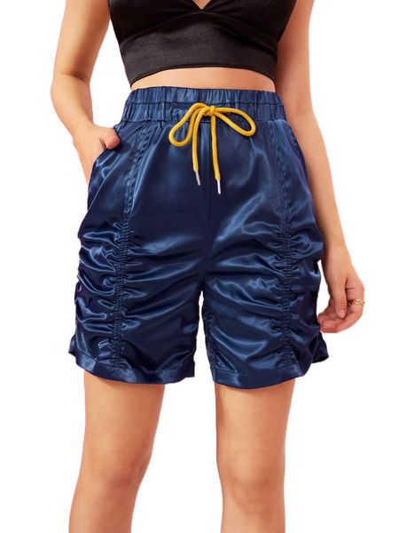 

x channa karasi drawstring waist ruched satin shorts 24ew#, White;black