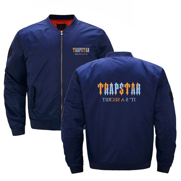 

men's trapstar logo new autumn winter flying jacket casual zipper long sleeve stylish male windproof cotton-padded jacket, Black;brown
