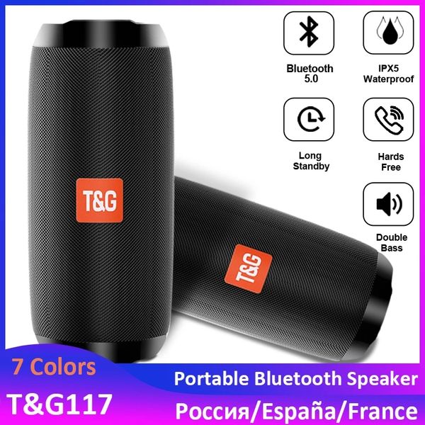 TG117 Alto-falante sem fio HIFI portátil Alto-falantes compatíveis com Bluetooth Bluetooth TG227 TF Subwoofer Loudspeaker FM Radio Aux