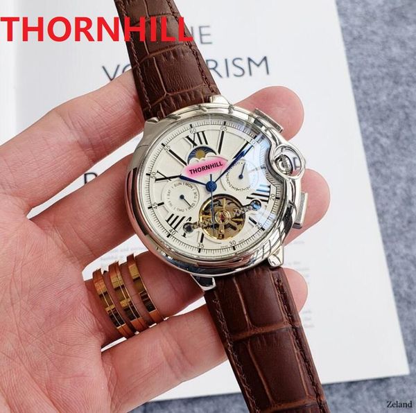 Premium Men's Watch 45mm Relógios mecânicos automáticos Sapphire Glass Classic Genuine Black Brown Brown Leather Super Wind Awind Wind Awards Fashion Star's Choice