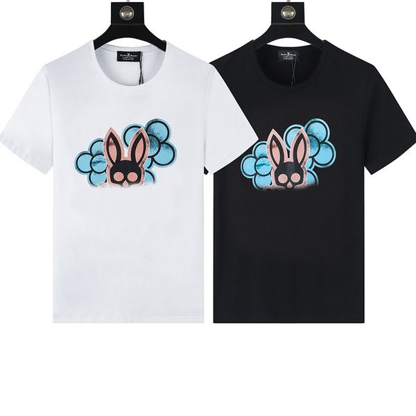 

fashion mens designer t shirt luxury couple character pattern printing short sleeve round neck hip hop style tees black white rabbit pattern, White;black