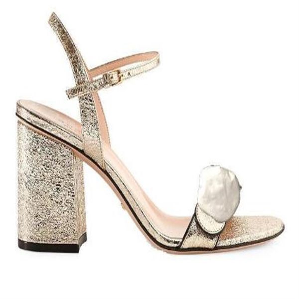

2019 designer high heeled sandals coarse heel leather classic woman shoes metal buckle for parties and banquets sandals large292n, Black