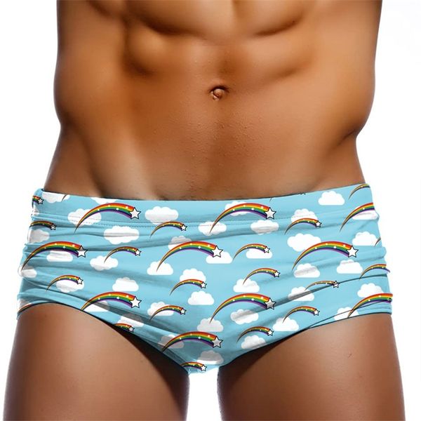 Mens roupas de banho sexy tiro orgulho de filmagem de biquíni Brincadeiras de natação tradicionais boxer de trajes de banho de traje de surf troncos de banheira 220505