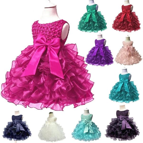 Abiti da ragazza 0-24M Toddler Baby Girl Infant Princess Pizzo Tutu Dress Ball Gown Abiti da festa nuziale per 1 anni BirthdayGirl's