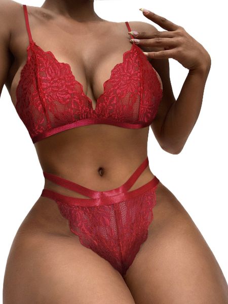 

floral lace lingerie set g71p#, Black;red