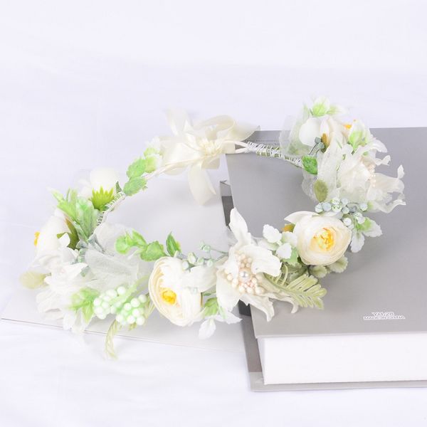 

floral hair band girl flower wreath headband halo head pieces crown garland headpiece festival wedding party q170, White;red
