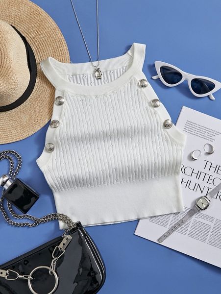 

double button detail knit s2bc#, White;black