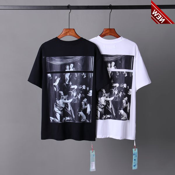 

50% off discount chaopai off micro label cotton men's and women's short sleeve religious arrow spring summer couple t-shirt casual, White;black