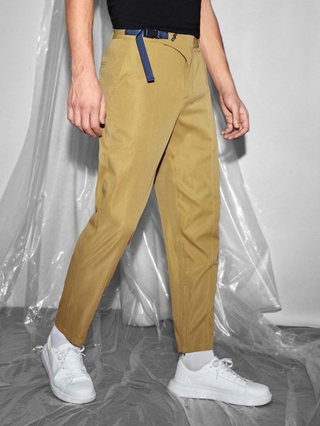 

x gerald washington men letter embroidery buckle waist pants v0mf#, Black