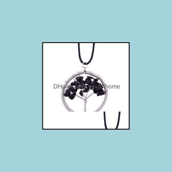 

chokers necklaces pendants jewelry natural crystal stone pendant tree life pure manual winding round lucky and diy accessories wholesale d, Golden;silver